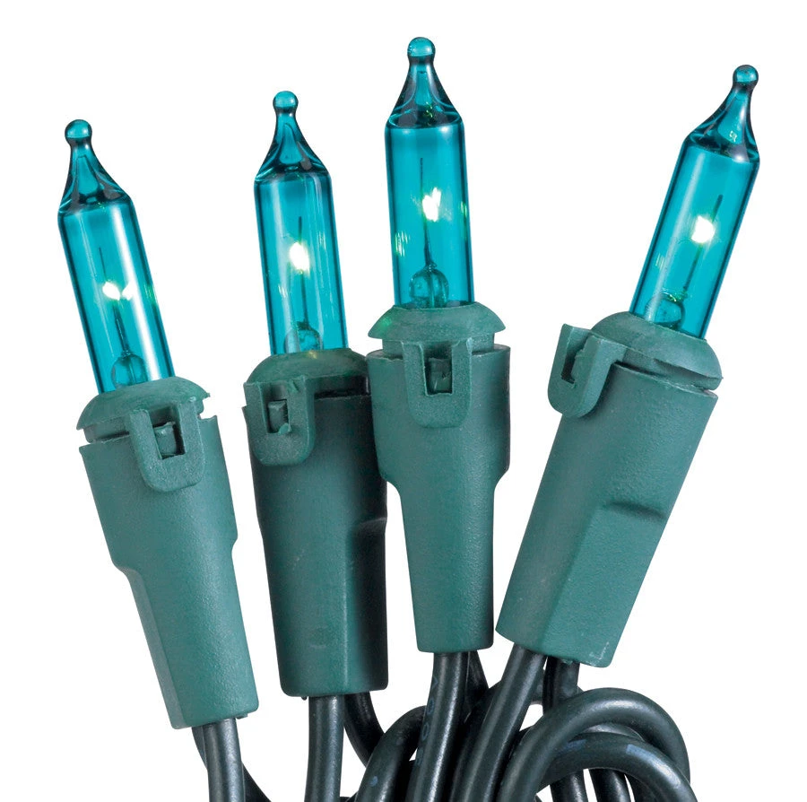 50-Light Teal Bulb/Green Wire. 5.5" Centers. Case Pack (24 Sets) 3 50-Light Teal Bulb/Green Wire. 5.5" Centers. Case Pack (24 Sets)