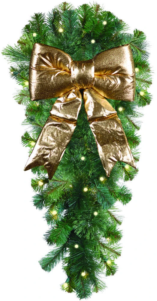 Natural 3' Column Spray With Gold Structural Bow 3 Natural 3' Column Spray With Gold Structural Bow