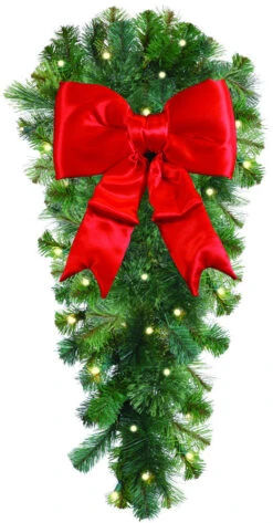 Natural 3' Column Spray With Red Structural Bow