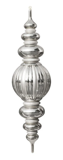 44" Commercial Jumbo Striped Finial -Winter Decor Market 44 finial silver
