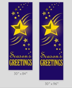 Season's Greetings Star Light Pole Banner (Purple) -Winter Decor Market 609 family 77316