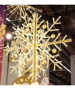 7' LED Rope Light Hanging Snowflake Chandelier -Winter Decor Market 7ftGoldenSnowflakeHangingDecoration