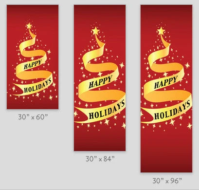 Happy Holidays Ribbon Tree Light Pole Banner 4 Happy Holidays Ribbon Tree Light Pole Banner - Image 2