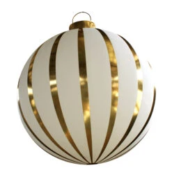 Giant Striped Round Inflatable Ornaments - 2 Sizes -Winter Decor Market AntwerpWhite Gold