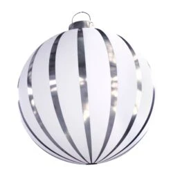 Giant Striped Round Inflatable Ornaments - 2 Sizes -Winter Decor Market AntwerpWhite Silver