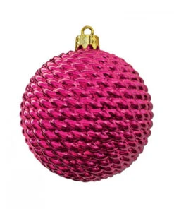 Round Woven Commercial Ornaments (Set Of 12) 3 Sizes 13 Round Woven Commercial Ornaments (Set Of 12) 3 Sizes -Winter Decor Market CerisePinkWovenRoundCommercialOrnament