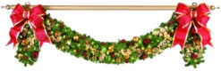 Candy Cane Prelit Decorated Garland - 10' Length X 14" Diameter -Winter Decor Market Classic Garland Swag 1