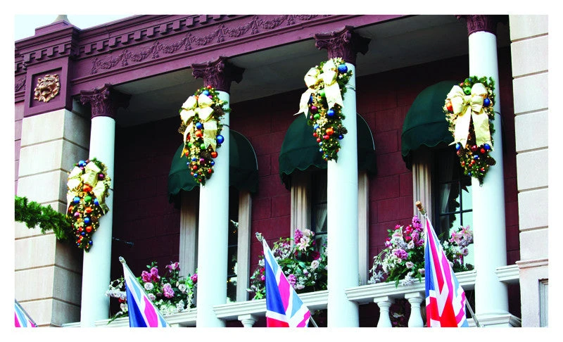 Decorated 4' Jewel Tone Spray With 18" Red Bow 4 Decorated 4' Jewel Tone Spray With 18" Red Bow - Image 2