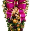 Decorated 4' Traditional Spray With 18" Burgundy Bow -Winter Decor Market Decorated 4ft Traditional Spray with 18in Bow