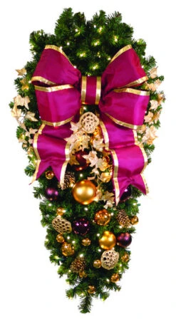 Decorated 4' Traditional Spray With 18" Burgundy Bow