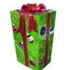 Decorative Lit Fiberglass Gift Box With Ornament Design -Winter Decor Market Fiberglass Giftbox Green Ornaments