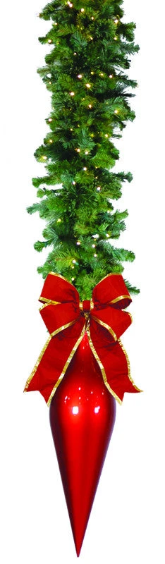 Garland Drop With 24" Red Finial & 18" Red Bow