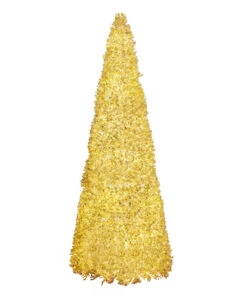 Illuminated Golden Tinsel Christmas Tree -Winter Decor Market GiantGoldTinselTree