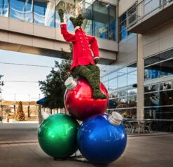 4-Ball Giant Ornament Stack -Winter Decor Market GiantOrnamentStackwithDeerGreeter