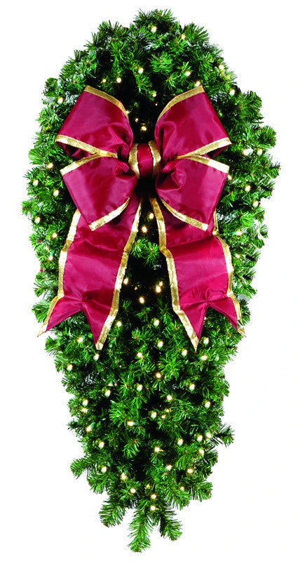 Natural 4' Spray With 18" Burgundy Bow 3 Natural 4' Spray With 18" Burgundy Bow