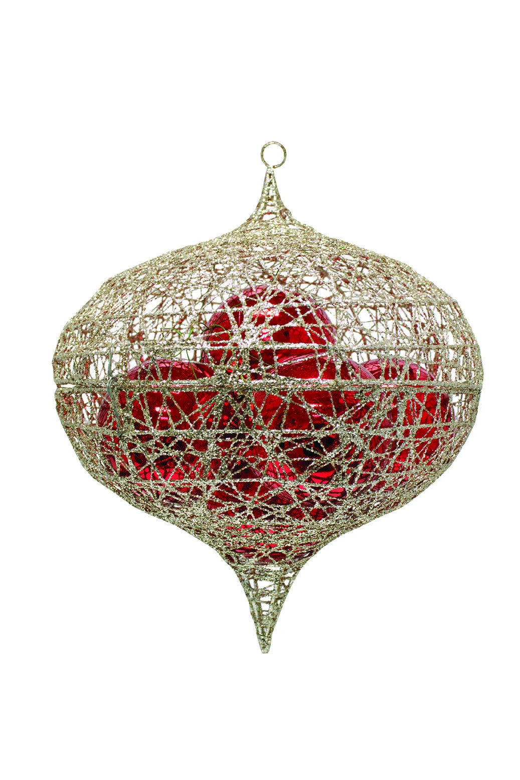 Champagne Glitter Ornament Cage - Round & Onion Shape 3 Champagne Glitter Ornament Cage - Round & Onion Shape