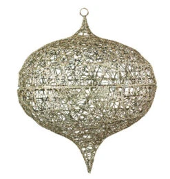 Champagne Glitter Ornament Cage - Round & Onion Shape 9 Champagne Glitter Ornament Cage - Round & Onion Shape -Winter Decor Market Ornament Cage A copy