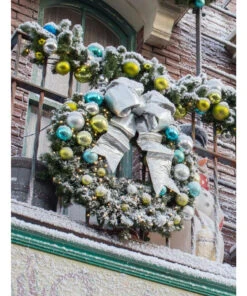 Coastal Decorated Commercial Wreath -Winter Decor Market OutdoorCoastalThemeChristmasWreath