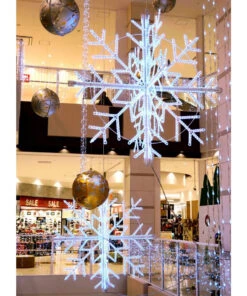 7' LED Rope Light Hanging Snowflake Chandelier -Winter Decor Market OverheadAtriumDecorwithGiant7 SnowflakeChandeliers