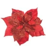 9" Red Velvet Poinsettia Pick (Set Of 6) -Winter Decor Market VelvetPoinsettiaFlowerPick