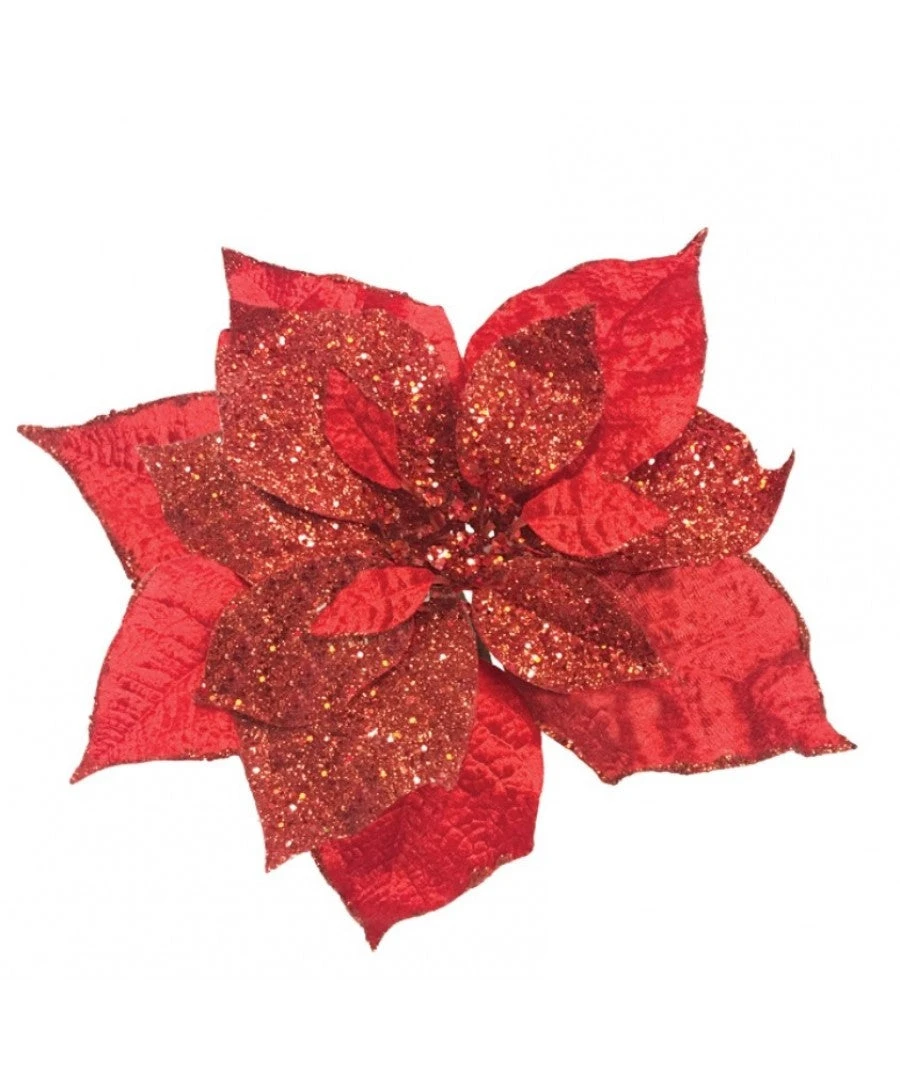 9" Red Velvet Poinsettia Pick (Set Of 6) 3 9" Red Velvet Poinsettia Pick (Set Of 6)