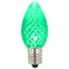 Premium Nickel Plated Non-Corrosive C7 Faceted LED Green Bulb .38w - 25 Pack