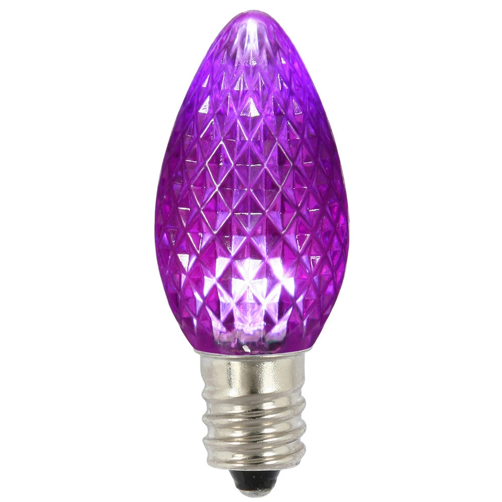 Premium Nickel Plated Non-Corrosive C7 Faceted LED Purple Bulb .38w - 25 Pack 3 Premium Nickel Plated Non-Corrosive C7 Faceted LED Purple Bulb .38w - 25 Pack