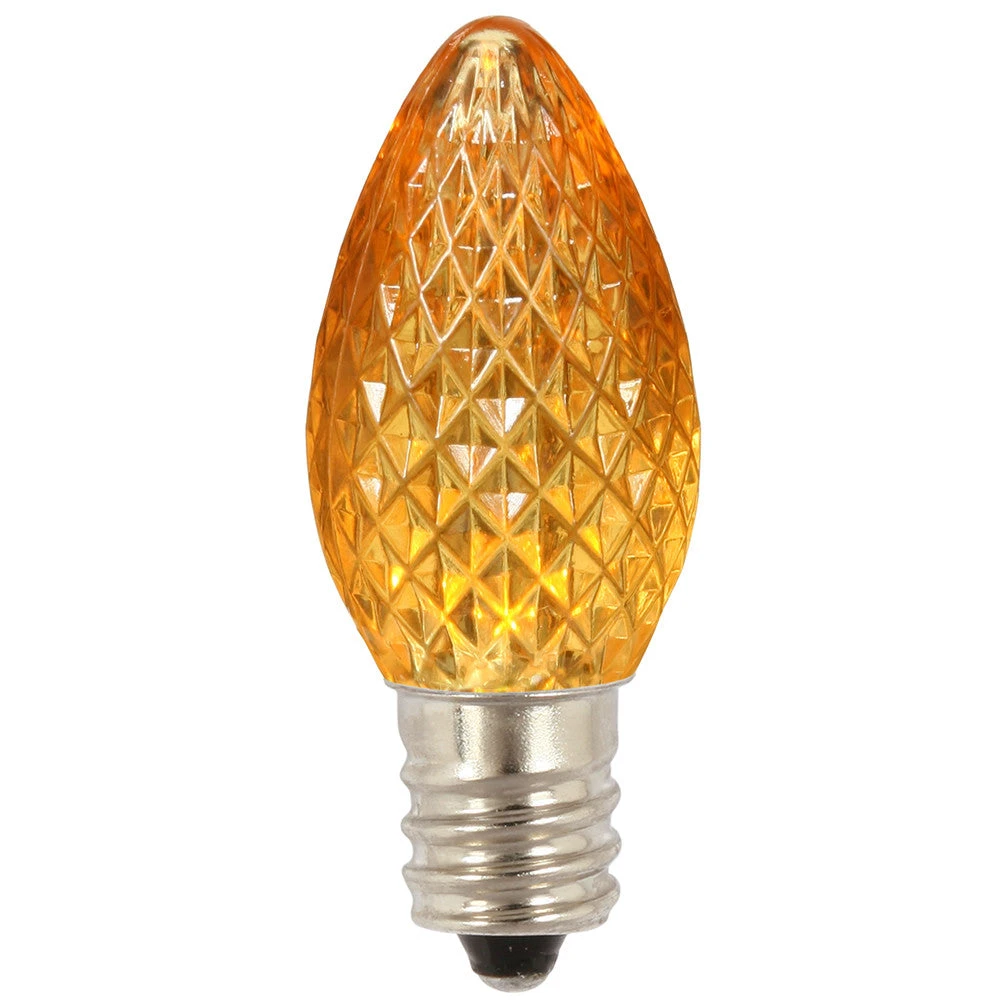 Premium Nickel Plated Non-Corrosive C7 Faceted LED Yellow Bulb .38w - 25 Pack 3 Premium Nickel Plated Non-Corrosive C7 Faceted LED Yellow Bulb .38w - 25 Pack