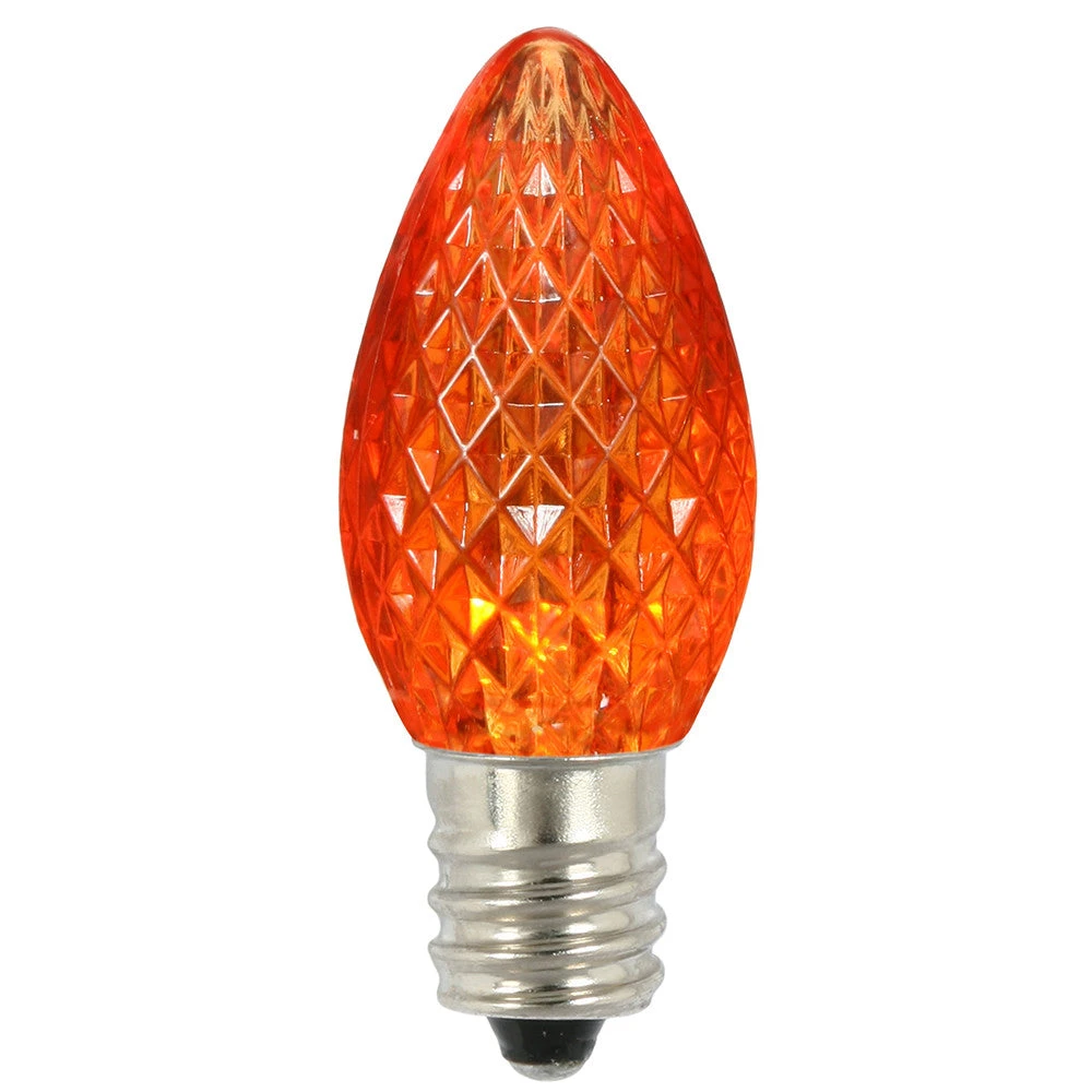 Premium Nickel Plated Non-Corrosive C7 Faceted LED Orange Bulb .38w - 25 Pack 3 Premium Nickel Plated Non-Corrosive C7 Faceted LED Orange Bulb .38w - 25 Pack