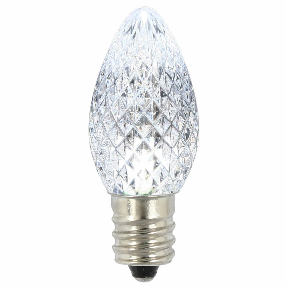 Premium Nickel Plated Non-Corrosive C7 Faceted LED Pure White .38w - 25 Pack 3 Premium Nickel Plated Non-Corrosive C7 Faceted LED Pure White .38w - 25 Pack