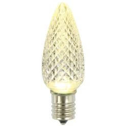 Premium Nickel Plated Non-Corrosive C9 Faceted LED Warm White Bulb .45w - 25 Pack