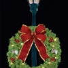 3' Center Mount Lamp Post Wreath With Bow -Winter Decor Market center mount bow wreath