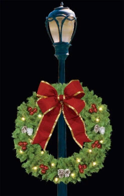 3' Center Mount Lamp Post Wreath With Bow