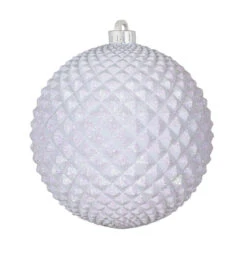 Commercial Durian Glitter Ornaments - 3 Sizes -Winter Decor Market durian white