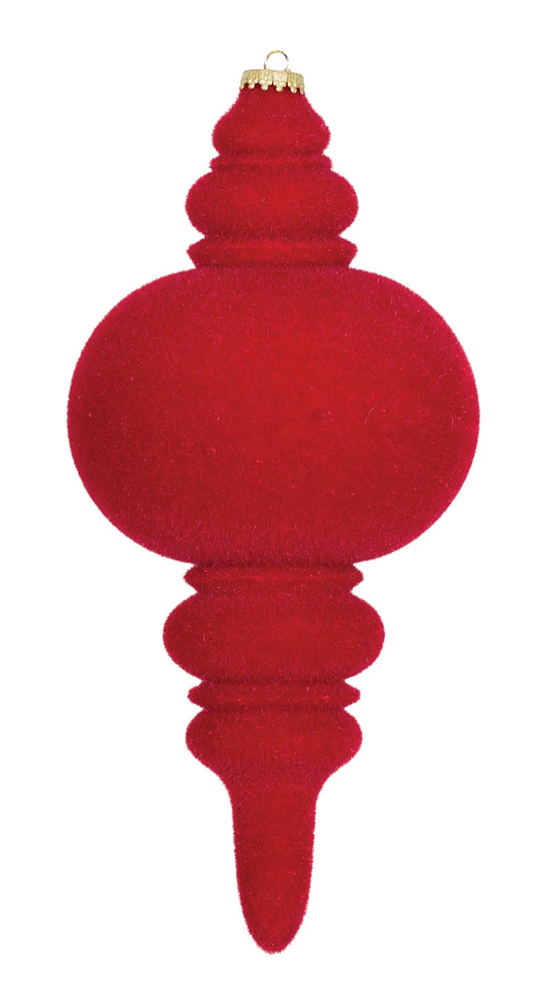 13" Flocked Finial Ornament (Set Of 4) 3 13" Flocked Finial Ornament (Set Of 4)