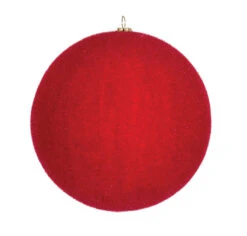 Red Flocked Round Ornaments (Set Of 6) 3 Sizes