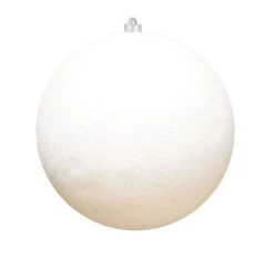 White Flocked Round Ornaments (Set Of 6) 3 Sizes