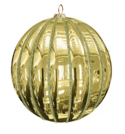 Ribbed Commercial Ornaments (Set Of 12) 2 Sizes, 3 Styles 18 Ribbed Commercial Ornaments (Set Of 12) 2 Sizes, 3 Styles -Winter Decor Market glitter ribbed ornament gold