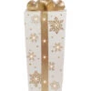 Decorative Lit Fiberglass Gift Box With Snowflake Design