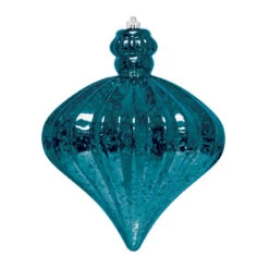 6.5" Commercial Jewel Shaped Mercury Ornament (Set Of 8) -Winter Decor Market mercury jewel ornament blue