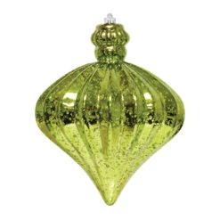 6.5" Commercial Jewel Shaped Mercury Ornament (Set Of 8) -Winter Decor Market mercury jewel ornament light green