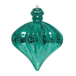 6.5" Commercial Jewel Shaped Mercury Ornament (Set Of 8) -Winter Decor Market mercury jewel ornament teal