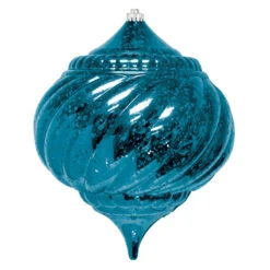 6" Commercial Onion Mercury Ornament (Set Of 8) -Winter Decor Market mercury onion ornament light blue