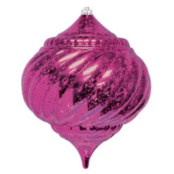 6" Commercial Onion Mercury Ornament (Set Of 8) -Winter Decor Market mercury onion ornament light cerise