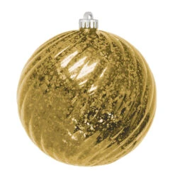 Commercial Mercury Round Swirl Ornaments - 2 Sizes -Winter Decor Market mercury round swirl ornament gold