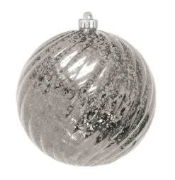 Commercial Mercury Round Swirl Ornaments - 2 Sizes -Winter Decor Market mercury round swirl ornament silver