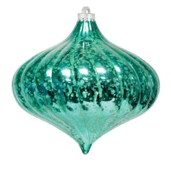 6" Commercial Top Swirl Mercury Ornament (Set Of 8) -Winter Decor Market mercury top swirl ornament teal