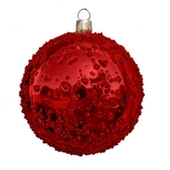 Sandy Shiny Commercial Ornaments (Sold In Sets) -Winter Decor Market shiny sandy ornament red