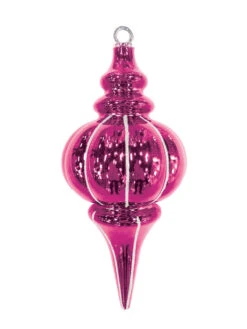 10.25" Striped Finial Ornament (Set Of 12) 11 10.25" Striped Finial Ornament (Set Of 12) -Winter Decor Market striped finial cerise