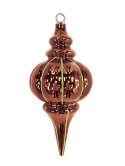 10.25" Striped Finial Ornament (Set Of 12) 12 10.25" Striped Finial Ornament (Set Of 12) -Winter Decor Market striped finial copper